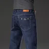 Jeans denim da uomo ispessiti pantaloni autunno-inverno dritti larghi elastici caldi moda taglie forti 42 44 240124