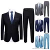 Men's Suits Blazers 1 Set Trendy Men Suit Set Male Groom Suit Lapel Slimming Single Breasted Suit Fine Stitching