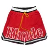 2024 New RHUDE Men's Shorts Breathable Beach Shorts Fashion Summer Men Women Casual Mesh Track Breathable Oversize Shorts Waist Drawstring Rhude shorts US Size S-XL