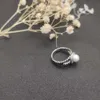 Luxe merk sieraden ring Hoge kwaliteit ronde diamanten parel damesring groothandel cadeau