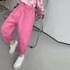 ズボンの女の赤ちゃんローズピンクのカジュアルパンツ2024春の秋のドレスチルドレンストレートソリッド
