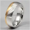 Eheringe Mode Gold Farbe Frauen Qualität Edelstahl Paar Ring Geschenk für Liebhaber Verlobungsversprechen UTR8037 Drop Lieferung J Dh9Px