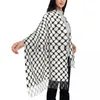 Berets Female Large Palestinian Keffiyeh Pattern Scarves Winter Fall Soft Warm Tassel Shawl Wraps Palestine Arabic Hatta Kufiya Scarf