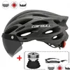 Caschi da ciclismo Tralight Casco di sicurezza Moto da esterno Fanale posteriore per bicicletta Visiera con lente rimovibile Mountain Road Bike Drop Delivery Dhc67