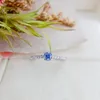 Cluster Ringen YM2024 Solid 18K Goud Natuur Blauwe Diamanten 0.18ct Bruiloft Verloving Vrouwelijke Voor Vrouwen Fijne Ring