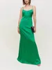 Casual Dresses 2024 Summer Arrivals High Quality Green Silk Luxury Backless Square Neck Women Camisole Midi Dress For Party