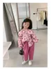 Trousers Baby Girl Rose Pink Casual Pants 2024 Spring Autumn Dress Children Straight Solid