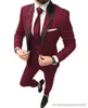 Ternos masculinos blazers mais recente design feito sob encomenda borgonha masculino jantar festa terno formal (jaqueta + calça + colete) noivo smoking casamento blazer ternos para homem