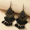 Pendientes colgantes, 1 Uds., negro, Vintage, grabado, estilo étnico bohemio, accesorios personalizados con borlas