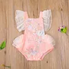 Rompers Citgeesummer Born Baby Girls Bodysuit Söt ruffle Sleeve Floral broderade rygglösa jumpsuitkläder