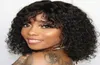 4x4 Krężnice koronkowe peruki Brazylijskie ludzkie włosy z grzywką dla czarnych kobiet 150 Remy Hair Krótki Bob Wig1328731