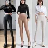 Pantaloni da donna Donna Vita alta Ecopelle Legging casual Skinny spessi Inverno Autunno Ragazze Matita Beige Modellatura sexy del sedere