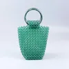 Kvällspåsar Anpassade handgjorda pärlstav vävda gröna akrylhandväskor för kvinnor vintage ins hög kvalitet mångsidig handhållen kvinnors väska