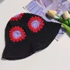 Berets verão anti-uv crochê balde chapéu senhoras comutar acampamento tomando po pescador boné com padrão de flor para namorada dxaa
