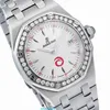 Montre-bracelet de marque Audemar Pigue Montres mécaniques Royal Oak 33mm Montre à quartz de luxe pour hommes 67611ST Cadran blanc avec bracelet en acier inoxydable FUN D85B