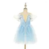 Stage Wear Performance Ballet Tutu Dress Gymnastics Leotard Sequins Long Dresses Girls Princess Ballerina Dance Costume Party