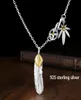 قلادات Takahashi Goros Jewelry 925 Sterling Prendant Feather Charm Vintage Thai Silver Eagle Chain for Men and Women Y18013266