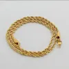 24K Pure Gold 3mm rope chain Necklace Whole Gold color Necklace Fashion Jewelry Popular Chains For Men Punk Party2492