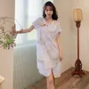 Women's Sleepwear Chinese Printed Nightdress Sexy Nightgown Women Nighty Gown Summer Silky Satin Loungewear