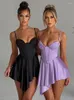 Vestidos casuais Avrilyaan cetim sem costas plissado vestido sexy para mulheres 2024 vestes elegante festa de noite bodycon verão mini vestidos