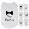 Hondenkleding Wit T-shirt Big Brother Getrouwd Bowtie Print Vest Puppy Kat Kleding voor kleine middelgrote huisdieroutfit