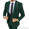 Abiti da uomo Blazer Moda Verde Abiti da uomo Slim Fit 3 Pezzi Casual Best Men Sposo Smoking da festa di nozze Giacca + Gilet + Pantaloni Business Costume Homme