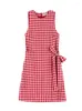 Casual Dresses Summer Red Princess Plaid Dress Women Strappy Vintage Party Mini Female Korean Fashion Sweet Strap 2024