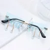 선글라스 술집 눈물 눈물 여성을위한 불꽃 rimless 웨이브 안경 트렌드 좁은 태양 안경 거리 스트리트웨어 재미