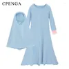 Ethnische Kleidung Mädchen Ramadan Muslim Sets Kinder Gebetskleid Eid Hijab Abaya Arabische Kinder Lange Robe mit Kopftuch Islamisch Plain Khimar