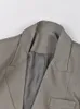 Eam cáqui irregular rebarba blazer feminino tamanho grande com decote em v manga longa solto ajuste jaqueta moda primavera outono 2024 cp0898 240201