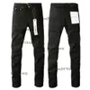 Designer voor heren paarse merkjeans skinny motorfiets trendy gescheurd patchwork gat het hele jaar door slanke benen