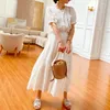 Rokken AYUALIN Casual Losse Witte Rok Past Vintage Borduren Korte Mouwen Boho Strand Katoen Set Voor Vrouwen Zomer 2024