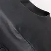 Coletes femininas traf 2024 sem mangas preto colete mulher falso couro para mulheres moda botão cortado colete y2k outono jaqueta básica