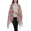 Bérets Ukraine Ukrainien Broderie Rouge Et Noir Gland Écharpe Femmes Doux Bohème Géométrique Châles Wraps Femme Foulards D'hiver