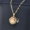 Pendant Necklaces LEEKER Classic Rotatable Spinner Stainless Steel Necklace for Women Rose Gold Color Fashion Jewelry Arrival 855 LK2