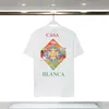 2024 Novo Mens Designer Camiseta Suéter Mulheres Luxo Camisetas para Top Casablanc Camisa Moda Verão Padrão Clássico Camisa Respirável para Homem Designer Suor