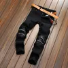 Men's Jeans Black Ripped Denim Knee Zipper Straight Fashion Brand High Street Patch Casual Pants Large Size