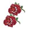 Brosches 2 st Crystal Rose Brosch Flower Pin Prom smycken för kvinnor LAPEL Tillbehör Blommor stift mode