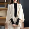 Primavera e outono manga morcego cashmere xale feminino solto malha estilo desleixado 100% lã merino cachecol multifuncional 240201