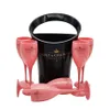 Moet Chandon Black Ice Bucket and Pink Wine Glass Acrylic Goblets Champagne Glasses Wedding Bar Party Bottle Cooler 3000 ML281K