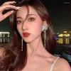 Dangle Earrings女性の優雅な光沢のある蝶のタッセルスタッド2024韓国人女性2つの摩耗方法耳アクセサリー贅沢セットオーガージュエリー