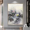 Schilderijen Handgemaakte Chinese Zwart-witte Bloem Abstract Mes Olieverfschilderij Moderne Muur Kunst Woonkamer Home Decor Drop Dhrsg