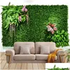 Dekoracyjne kwiaty wieńce zielone sztuczne rośliny panel ścienny plastikowe trawniki zewnętrzne dywan dekoracje domowe tło ślub impreza trawa dhxhd