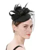 Bandanas Wedding Shower Dress for Bride Cocktail Party Hat Tiara Mesh Fascinator Pannband