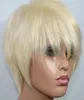 VanceHair 613 Sarışın Tam Makine İnsan Saç Perukları Kısa İnsan Saç Pixie Kesme Katmanlı Bob Wigs8956853