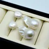 Womens Earrings White Oversized Natural Pearl Design Baroque Pendant Double Beads Vintage 240130