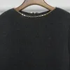 Women's Sweaters 2024 Early Spring Niche Heather Gray Chain Trimmed Wool Blend Sweater/same Style Knitted Skirt
