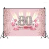 Party Decoration Pink 80th Backdrop for Woman Man Grattis på födelsedagen 80 år gammal POGRAFI BAKGRUND LADY ROSE GOLD POCALL PO HOMEFAVOR DOHOHHOLX