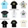 Designer Luxo Palmes Anjos Camisa Mens Mulheres Coconut Tree Casal Manga Curta Camiseta Padrão Inkjet Graffiti Carta Impressão Moda Casual Tops Tee