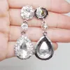 Stud Earrings Clear Bride Flower Teardrop Austrian Crystal Fashion Bridal Jewelry